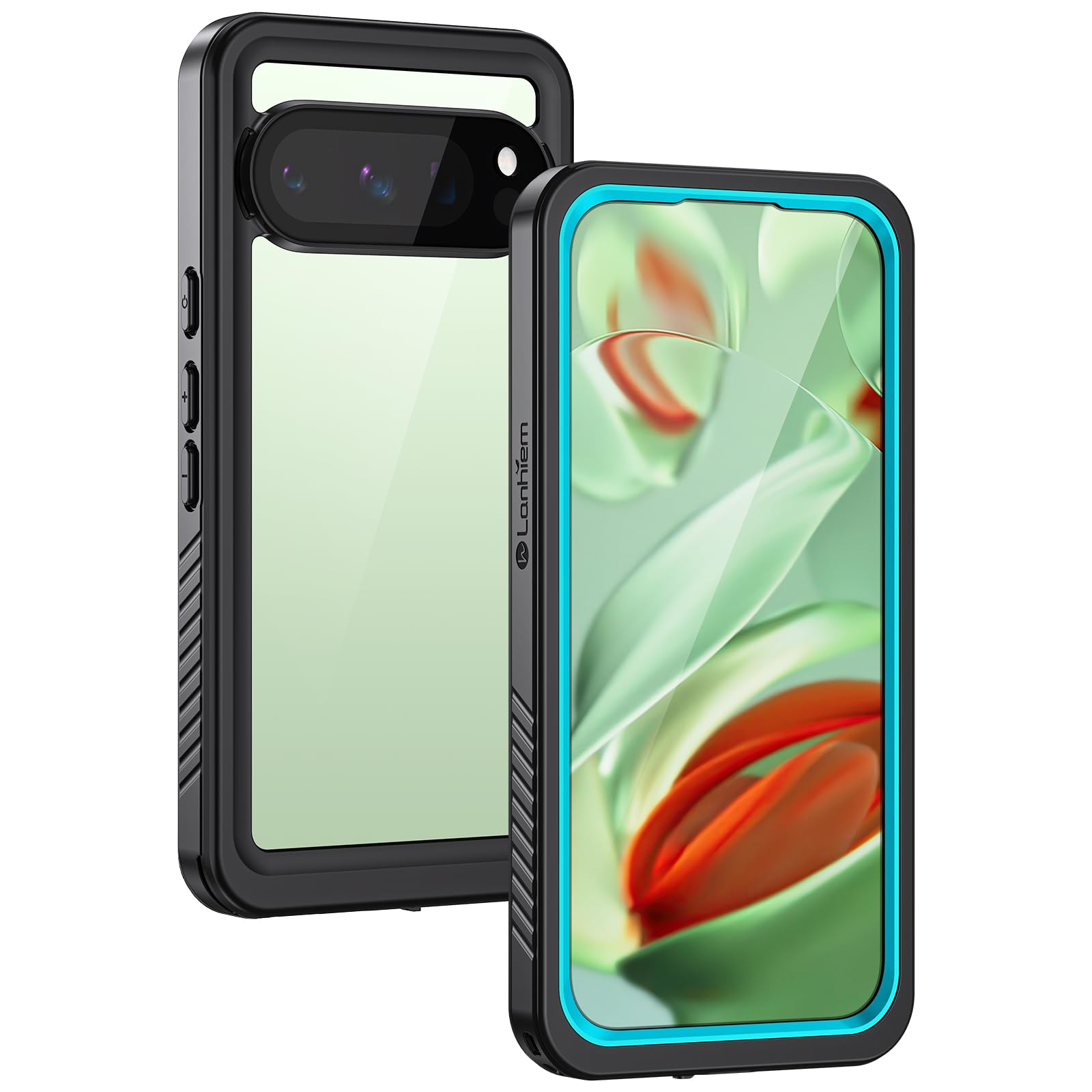 Lanhiem for Pixel 9 Pro XL Case, IP68 Waterproof Dustproof Case with Built-in Screen Protector, Rugged Full Body Shockproof Protective Clear Cover for Google Pixel 9 Pro XL 6.8 Inch, Blue