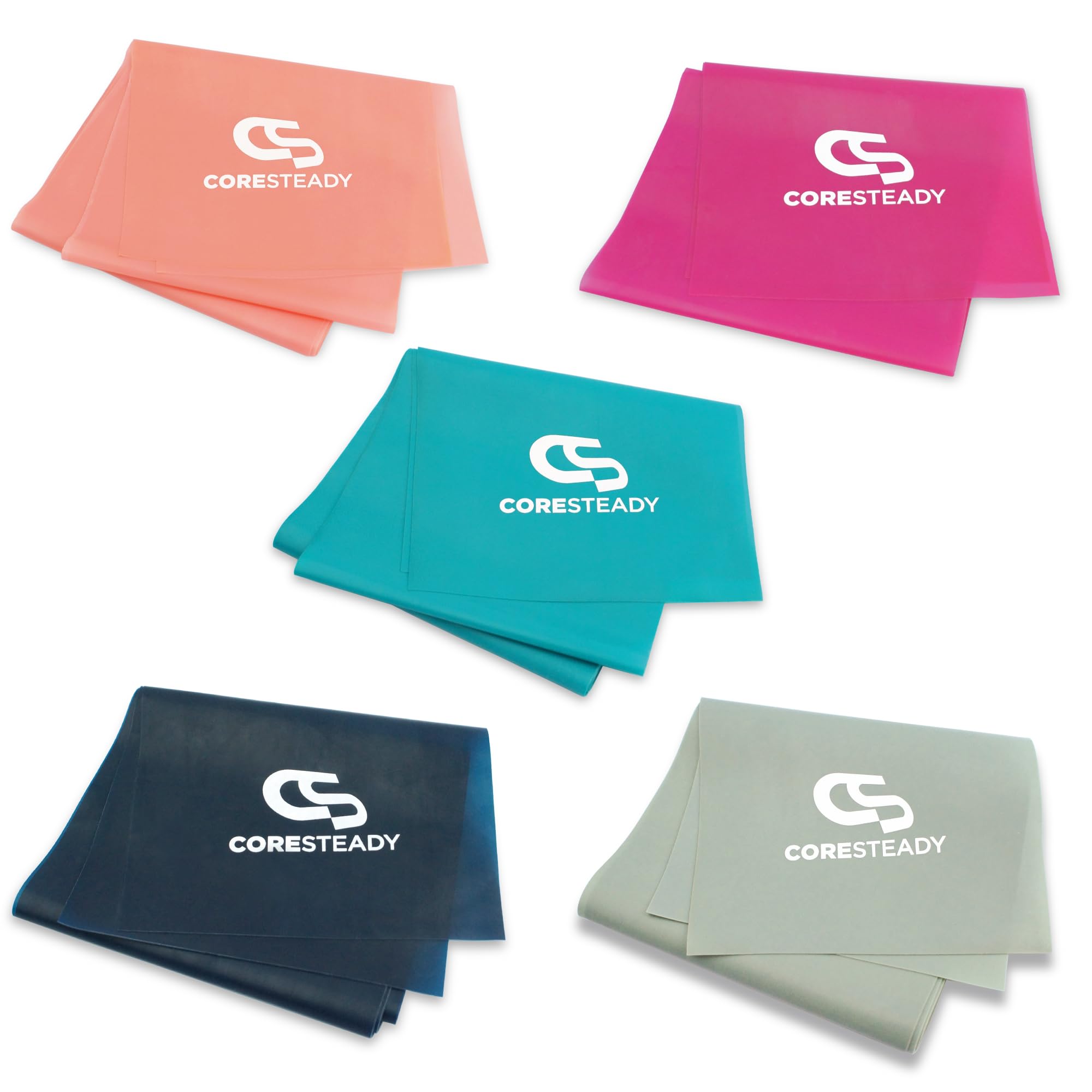 Coresteady Resistance Band For Men & Women - Exercise Band to Build Strength, Flexibility, Muscle & Tone - For Fitness, Stretching, Pilates, Physio & Yoga - With Exercise e-Guide