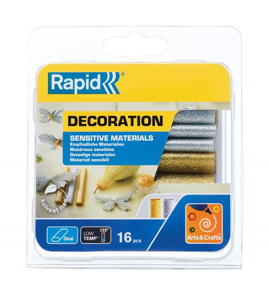 Rapid Oval Hot Glue Sticks for Arts and Crafts, Glitter Colour: Silver and Gold, Length: 94 mm, 125 g, 40108463