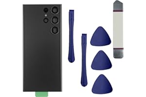 CAOXIONG Galaxy S23 Ultra Back Glass Replacement for Samsung Galaxy S23 Ultra Back Cover Glass with Pre-Installed Tape and Camera Lens +Tools (Black)