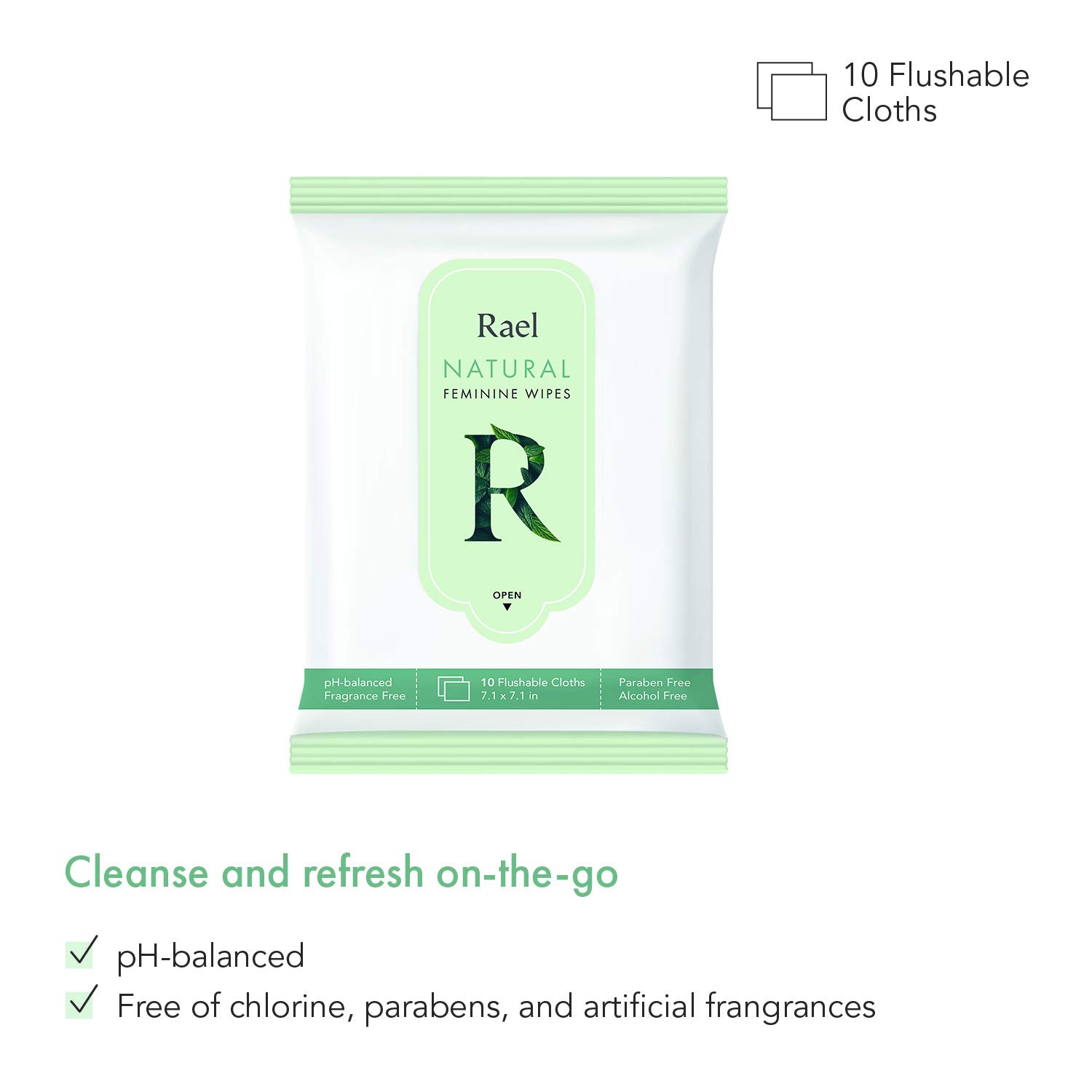 Rael Feminine Wet Wipes with Natural Ingredients - Flushable, travel size, All Skin Use, Eco-Friendly, Paraben Free, Natural Pulp, pH-Balanced, Daily use, Gentle&Safe for Women intimate (3Pack): Beauty