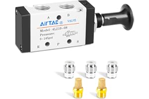 RONGSTAR 1/4"NPT 4L210-08 5 Way 2 Position Push-Pull Valve, Air Hand Lever Operated Valve, Pneumatic Solenoid Valve, Manual Control