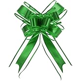 uxcell 20pcs 8 Inch Giant Large Pull Bow Gift Wrapping Organza Bows Ribbon Dark Green for Wedding Baskets Presents Christmas