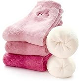 4 Pair Fuzzy Socks for women, Winter Fluffy Soft Slipper Socks for Women Chritsmas Gifts, Pink Winter Warm Sleeping Socks