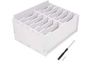 Beavorty 12-grid White Desktop Phone Storage Organizer Box Wooden Cell Phone Holder for Office and Classroom