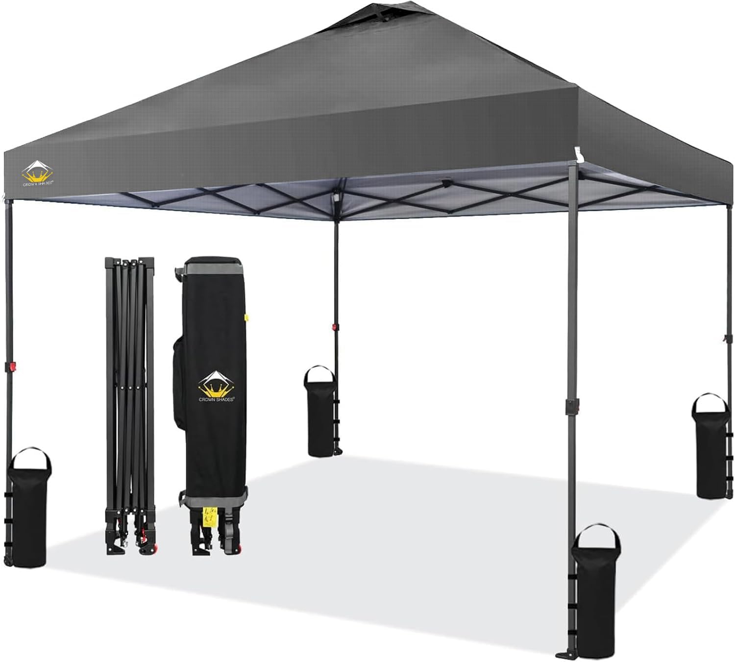 Photo 1 of 10x10 Pop Up Canopy Tent - Patented Center Lock One Push Instant Outdoor Canopy Beach Tent with STO-N-Go Bag 8 Stakes & 4 Sand Bags?Grid Grey