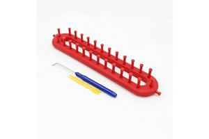 TOOKIE Rectangle Knitting Loom Set, Knitting Loom Scarf Rectangle Crochet Hook with Needles Weaving Tool Set, Long Looms Scarf Sweater Shawl Stitch Knit Baby Blankets(Size:26cm red)