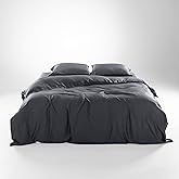 Olive + Crate Tencel Eucalyptus Cooling Duvet Cover Set - Hypoallergenic, Lyocell Tencel Duvet Cover - Soft, Temperature Regulating with Hidden Button Closure & Corner Ties - King Size [Charcoal]