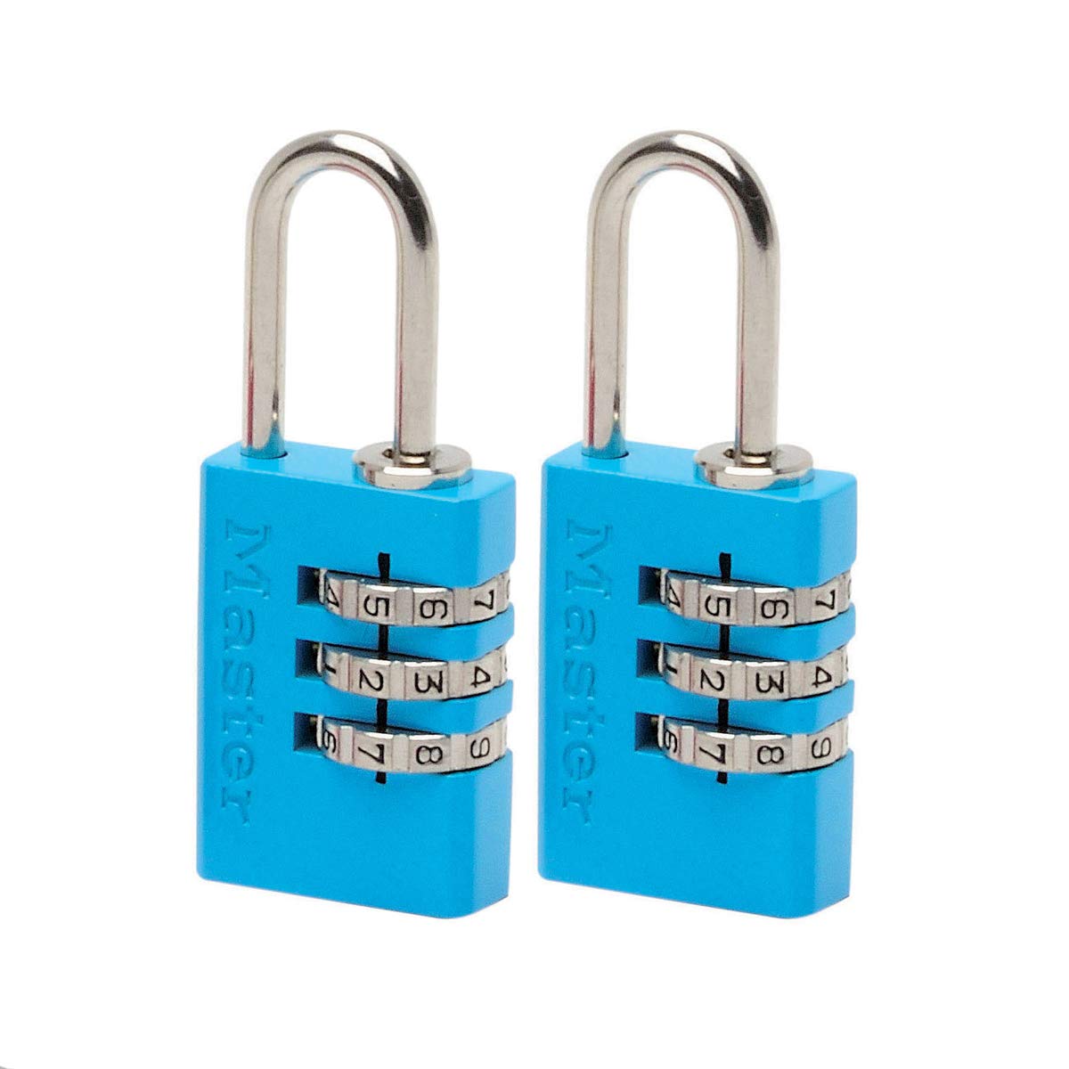 Master Lock Pack of 2 Combination Padlocks in Aluminium, 2 x 5.5 x 0.9 cm, Green, (MLK7620TCOL)