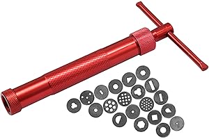 UPTUOLI Clay Extruder Gun with 20 Tips Sugar Paste Extruder Cake Decor Tools, Stainless Steel Rotary Crowded Mud Clay Extruder Craft Gun Cake Fondant Sculpture Decorating Tool Set