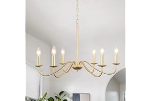 Gold Chandelier Light Fixture Dining Room Chandelier 6-Light Modern Farmhouse Chandeliers Candle Chandelier for Dining Room I