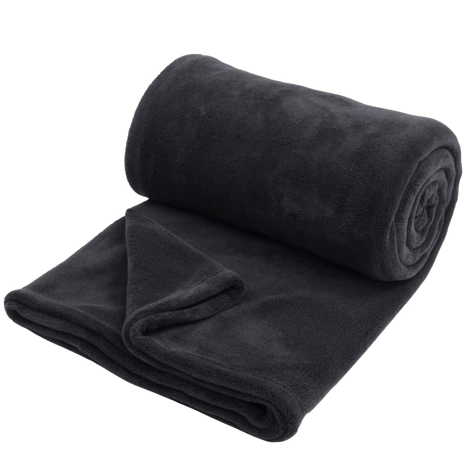 Hafaa Fleece Blanket Throw Double Fluffy Throws for Sofas - Warm 400 GSM Soft Cosy Bed Blankets for Adults Kids, Twin Size, Black, 150x200cm