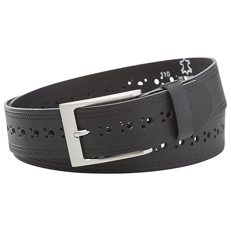 INVIDA Gürtel belt unisex HOLE echt leder schwarz Gürtelschließe nickelfrei Bundweite 90-120 cm