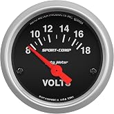 Auto Meter 3391 Sport-Comp Electric Voltmeter Gauge, 2.3125 in.