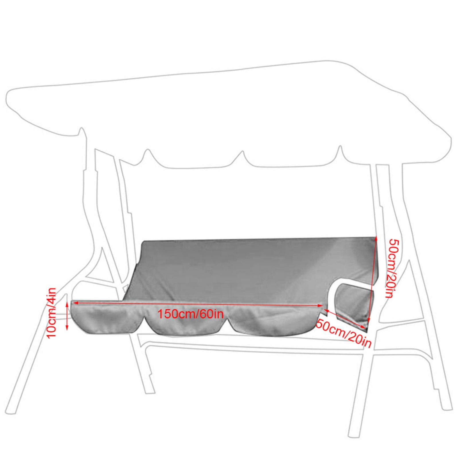 Socobeta Swing Seat Cover Swing Cushion Easy to Clean for Patio for Yard(grey, 12)