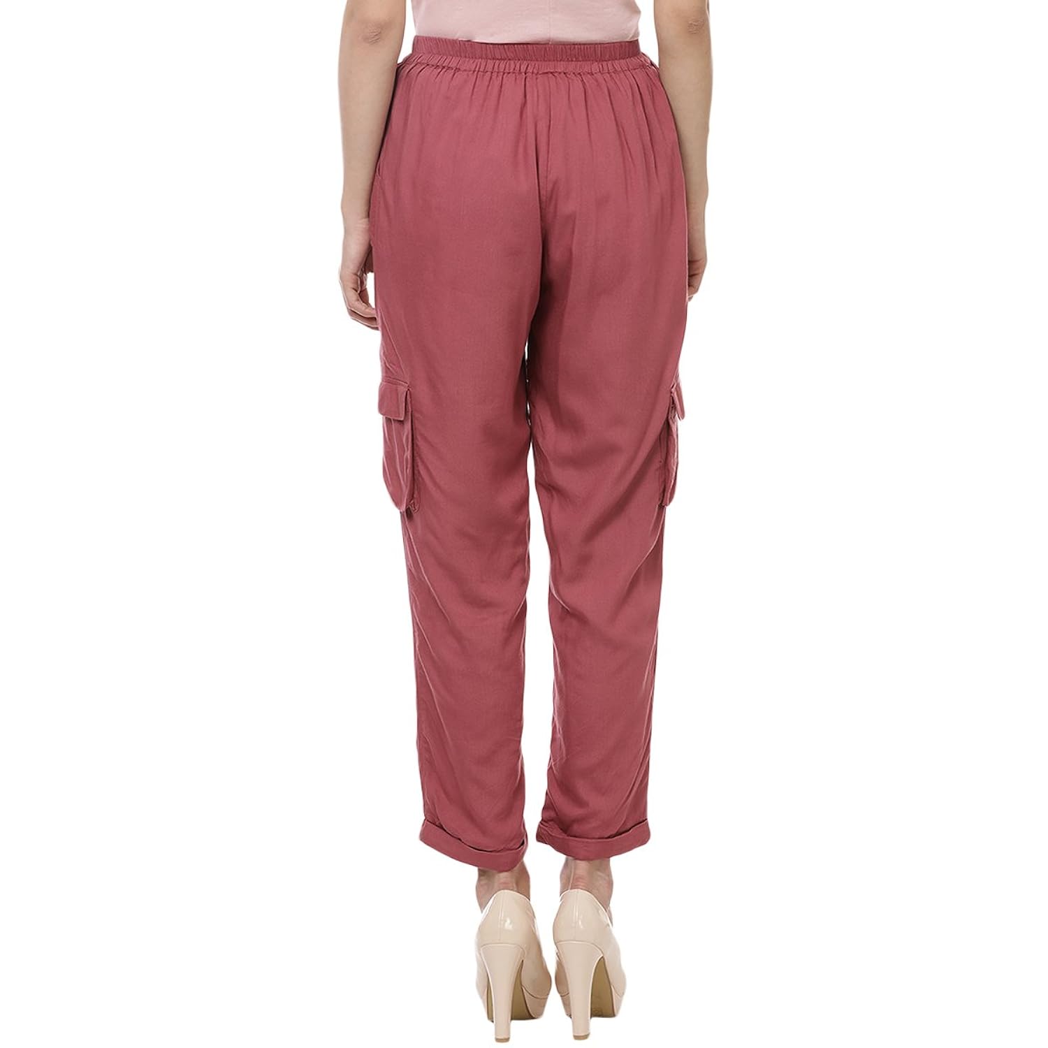 sbuys young women's pink ankle length cargo pant