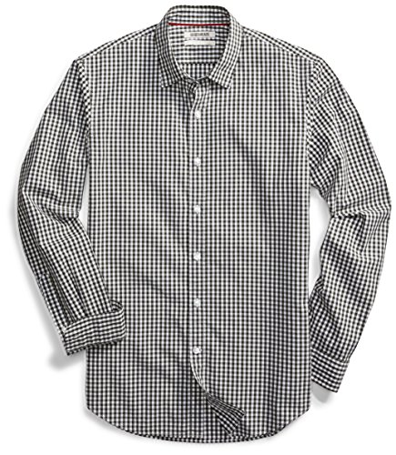 Goodthreads Men's Slim-Fit Long-Sleeve Gingham Plaid Poplin Shirt, Green/White, Medium