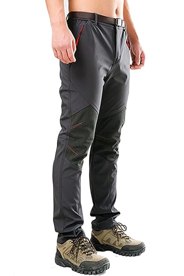 Micosuza Herren Softshellhose Fleece Wanderhose Winddicht Wasserdicht Softshell Outdoorhose