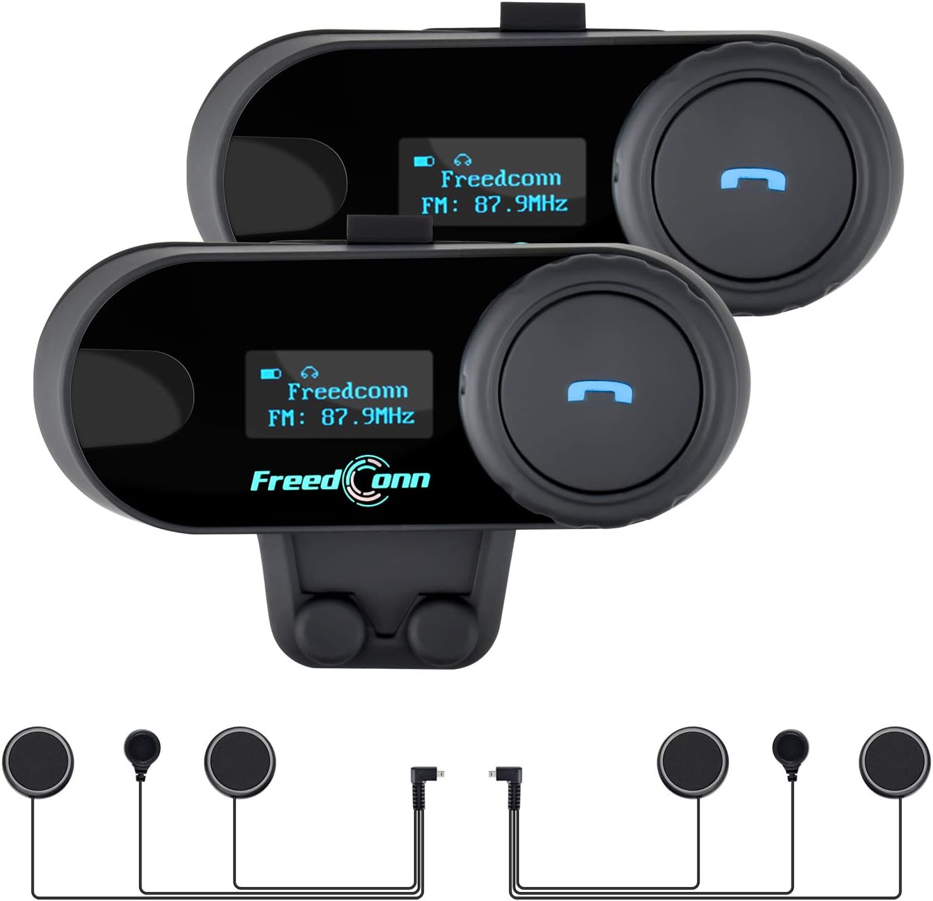 cavo rigido/confezione da 2 FreedConn TCOM-SC Auricolare Bluetooth per  Casco Moto per moto fino a 2-3 riders Moto Interfono per Walkie Talkie GPS  mani libere FM Radio Elettronica per veicoli Auto e