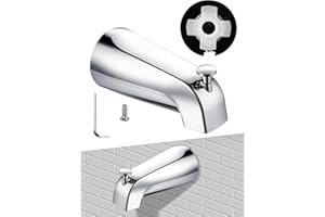 SOUSAC Pull-Up Tub Spout with Diverter, Universal Bathtub Spout Fits 1/2" Copper Water Tube (5/8" Dia), Slide-in Bath Tub Faucet with Hex Wrench for Easy Installation (Silver)