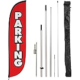 LookOurWay Feather Flag Pole Kit - 12 Feet Tall Advertising Flag Banner with Fiberglass Pole Kit and Ground Spike for Business Promotion - Event Flag - Parking