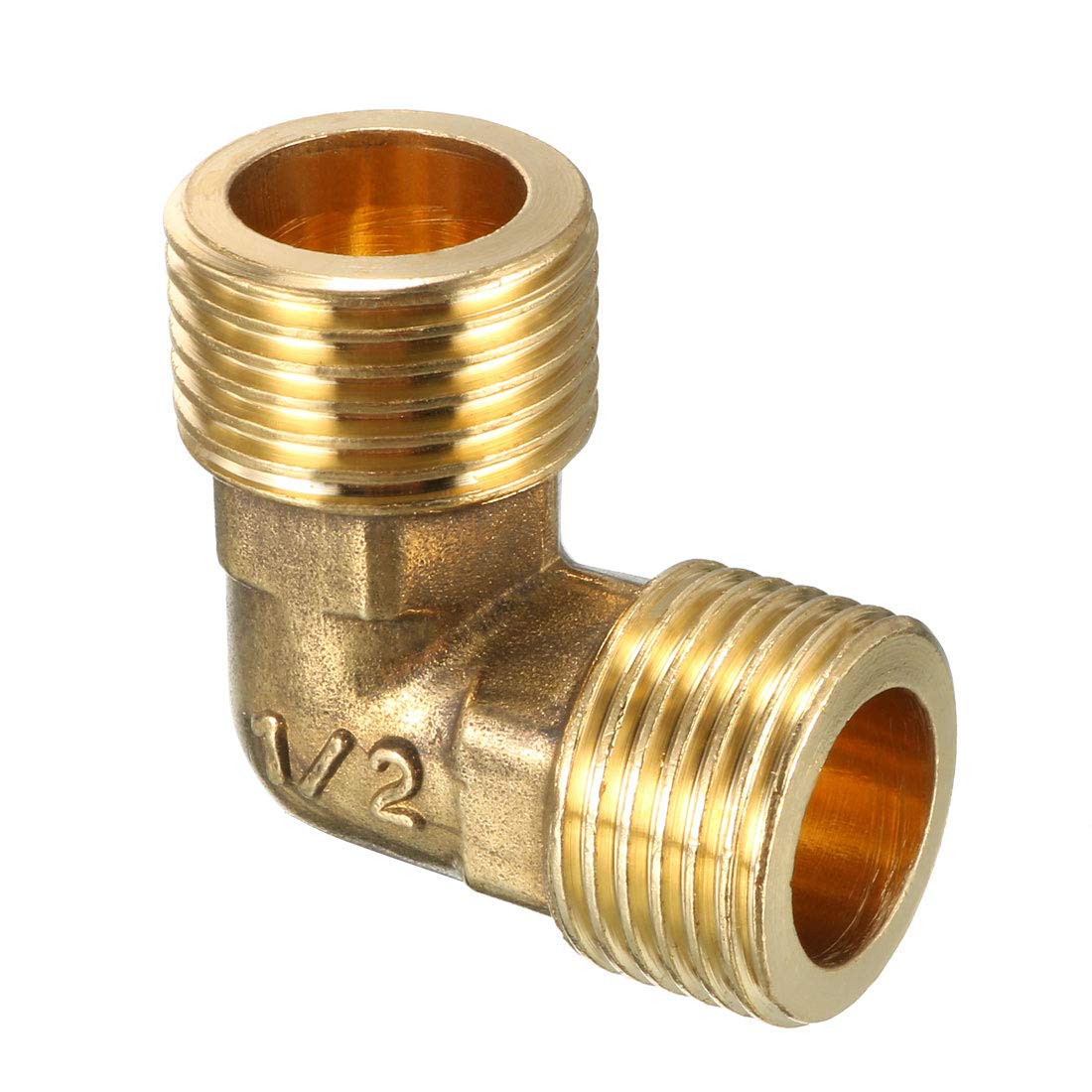 sourcing map Brass Elbow Pipe Fitting 90 Degree G1/2 Male x G1/2 Male Connector