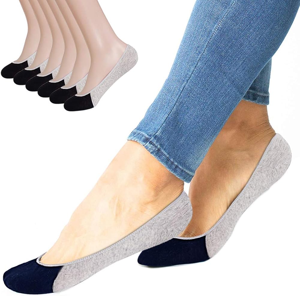 6 Pairs No Show Socks Women for Flats Cotton Low Cut Liner Socks Non