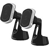 Scosche MP2ROWD MagicMount Pro2 MagSafe Car Dashboard/Windshield Suction Mount, Hands-Free Cell Phone Holder Compatible with iPhone 16/15/14/13/12 Series and More with MagicRing Adapter, Pack of 2