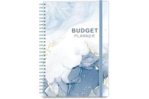 GETVOW Budget Planner & Monthly Bill Organizer with Pockets. Expense Tracker Notebook, Budgeting Journal and Financial Planner Budget Book to Control Your Money, PP Cover, A5 – Blue Watercolor