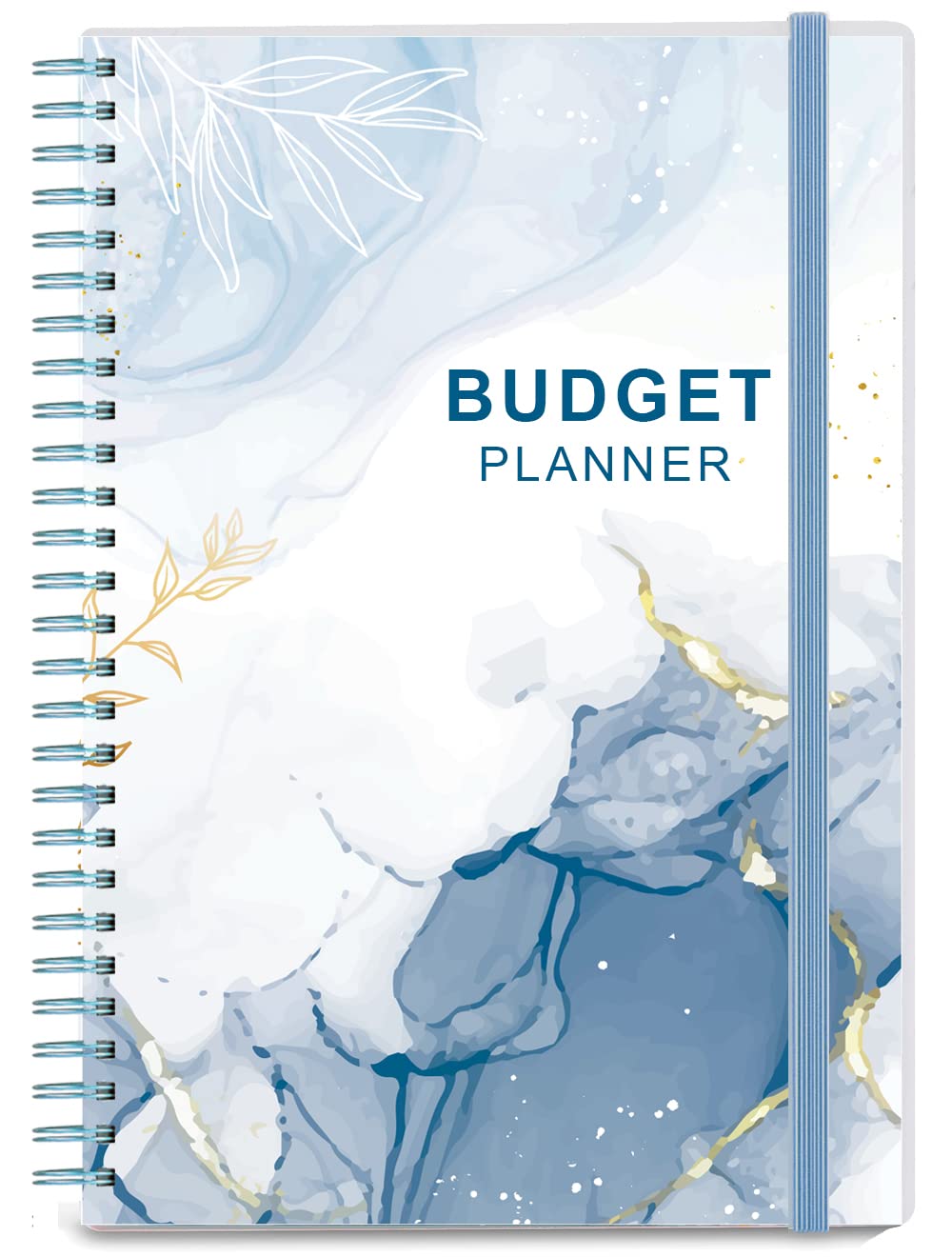 Budget Planner - Monthly Financial Organizer with Expense Tracker Notebook. Monthly Budget Journal，A5 Undated Finance Planner/Account Book That Manages Your Finances, Start Anytime, Blue Watercolor