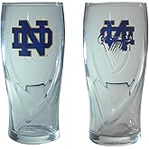 Logo Brands Notre Dame Fighting Irish Guinness Embossed Harp Design Pint Glasses, Set of 2 (Monogram)