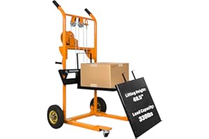 T TORY CARRIER Tory Carrier Material Lift Winch Stacker, 330 lbs Capacity Pallet Stacker, 40.5" Lifting Height, Pallet Truck Dolly, Swivel Casters Lift Table Cart, Forklift with Steel Platform(Yellow)
