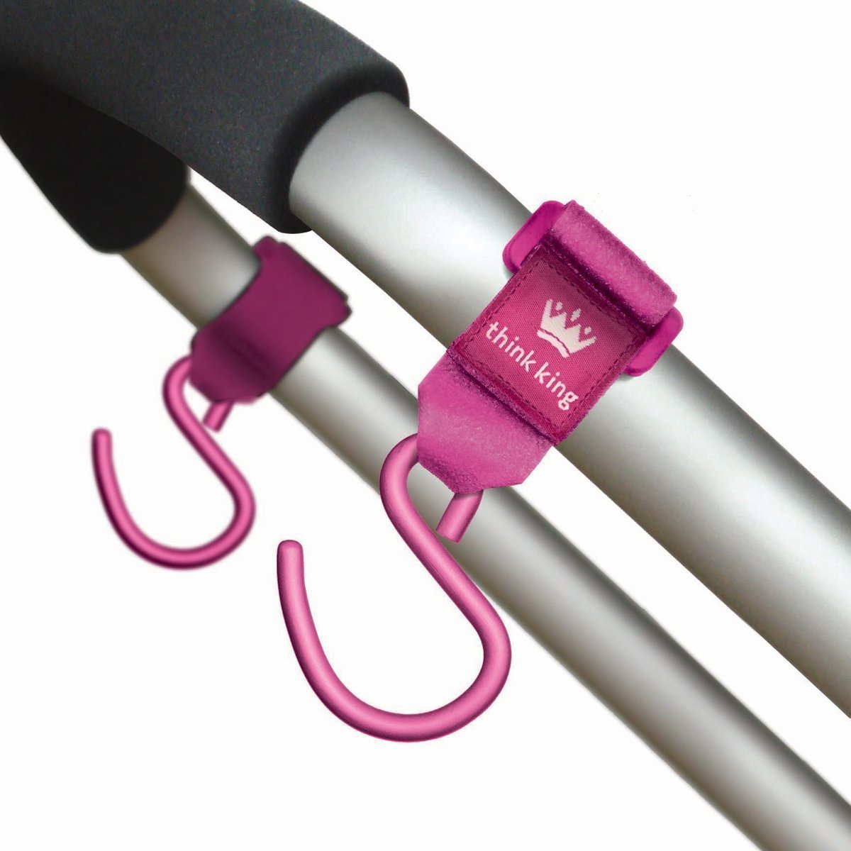 Think King Mighty Buggy Hook for Stroller, Wheelchair, Rollator, Walker, 2 Pack Limited Edition PINK