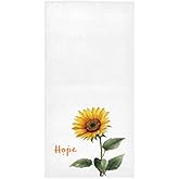 Pfrewn Happy Face Sunflower Hand Towels 16x30 in, Rustic Sunflowers Floral Thin Bathroom Towel, Ultra Soft Highly Absorbent Small Bath Towel Bathroom Decor