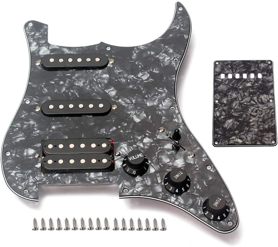 Alnicov Electric Guitar Pickguard 3ply SSH Loaded Prewired Humbucker