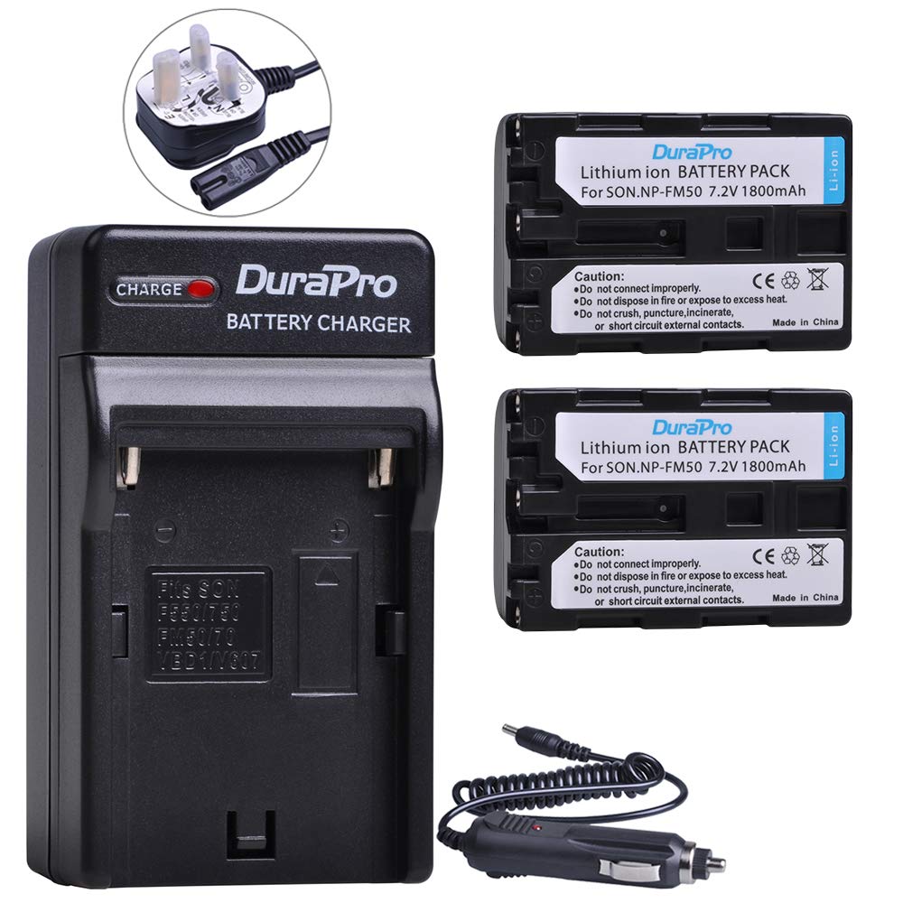 DuraPro 2Pcs NP-FM50 NP-FM55 NP-FM55H Battery + Rapid Charger for Sony NP-FM30,NP-FM51,NP-QM50,NP-QM51,Sony CCD-TR108 CCD-TR208 CCD-TR408 CCD-TR748 CCD-TRV106 CCD-TRV107 Cameras