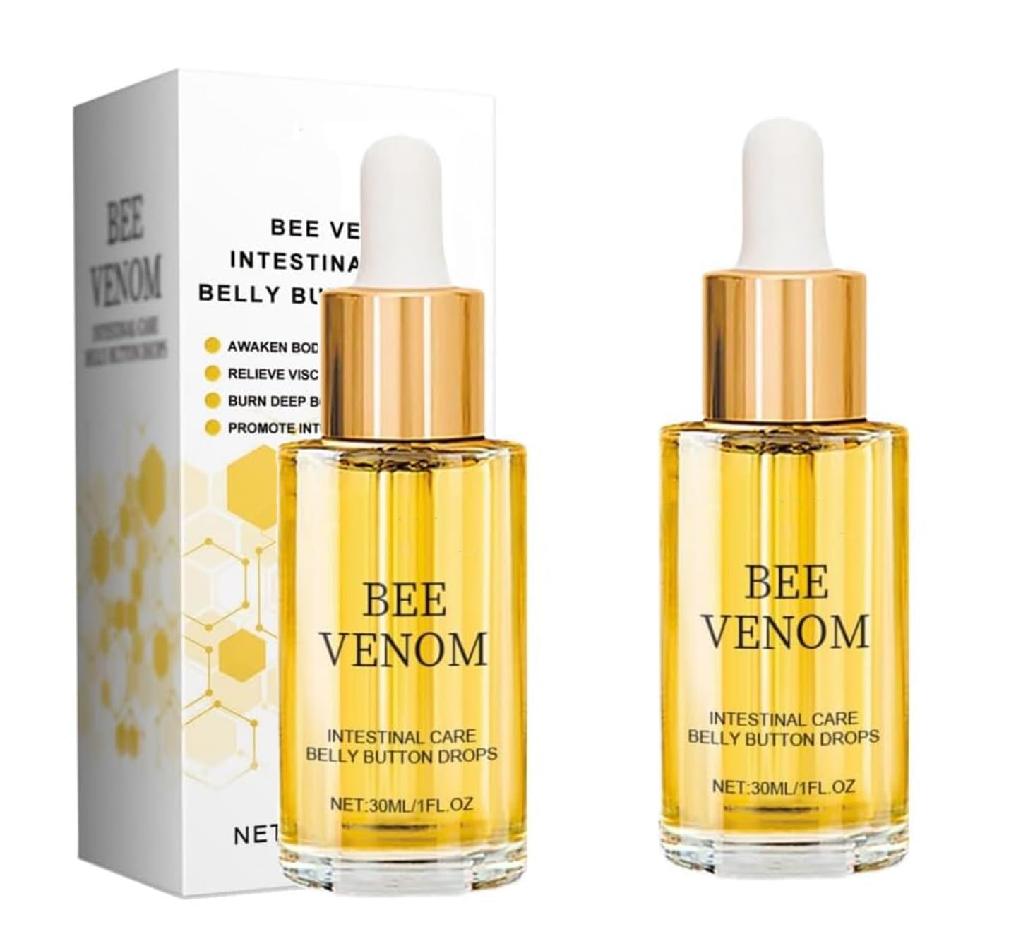 Bee Venom Drops,Bee Venom Intestinal Detox Belly Button Drops,Bee Venom Belly Button Drops,Bee Venom Oil, Bee Venom Lymphatic Drainage Drops30ml (2 PCS)