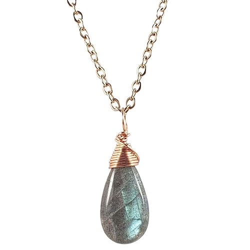 Labradorite necklace in rose gold