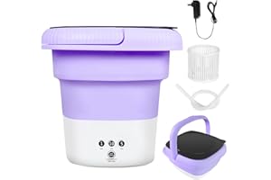 HULKNPEW Foldable Washing Machine,6.5L Folding Washing Machine,Mini Washer,Small Portable Washer Easy to Carry,Suitable for Apartments, Dormitories, Camping, RV, Travel Laundry,Hotels (Purple)