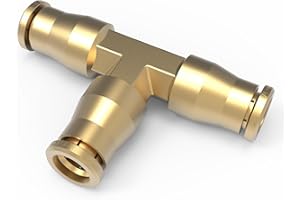 RETRUE 21838 Air Line Fittings Union Tee 1/4" T-Fitting Pneumatic Air Suspension Fittings, Brass