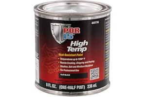 POR-15 High Temperature Paint, High Heat Resistant Paint, Weather and Moisture Resistant, 8 Fluid Ounces, Flat Black