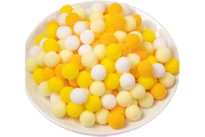 QIKAARA 500 Pieces Pom Poms Yellow and White, 0.6 inch Small Craft Pompoms, Soft Fluffy Puff Balls for DIY Arts and Bulk Craft Making Decorations Supplies (Yellow Series, 1.5 cm / 15 mm)