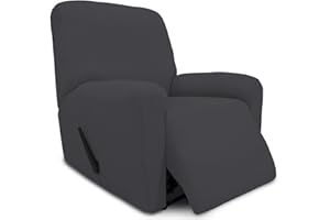 Easy-Going Thickened Recliner Stretch Slipcover, Sofa Cover, Furniture Protector with Elastic Bottom, 4 Pieces Couch Shield, Sturdy Fabric Slipcover for Kids Children (Recliner Gray)