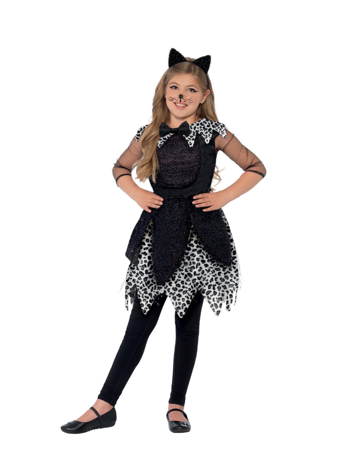 Smiffys Deluxe Midnight Cat Costume Dress, Tail & Cat Ear Headband, Fancy Dress, Toddler Dress Up Costumes