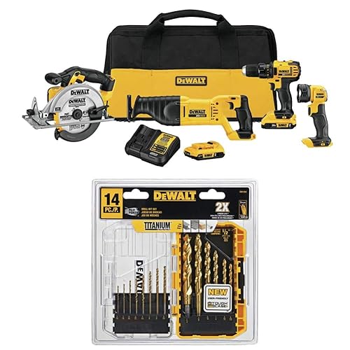 DEWALT DCK423D2 20V MAX 4-Tool Combo Kit with DW1354 14-Piece