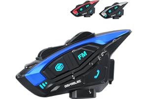 gearelec Motorcycle Helmet Bluetooth Headset [Deep Bass & Super-Noise-Reduction] Shark Pro Motorcycle Bluetooth Headset with Upgrade Hi-Fi Speakers, 2000M 8 Riders Intercom