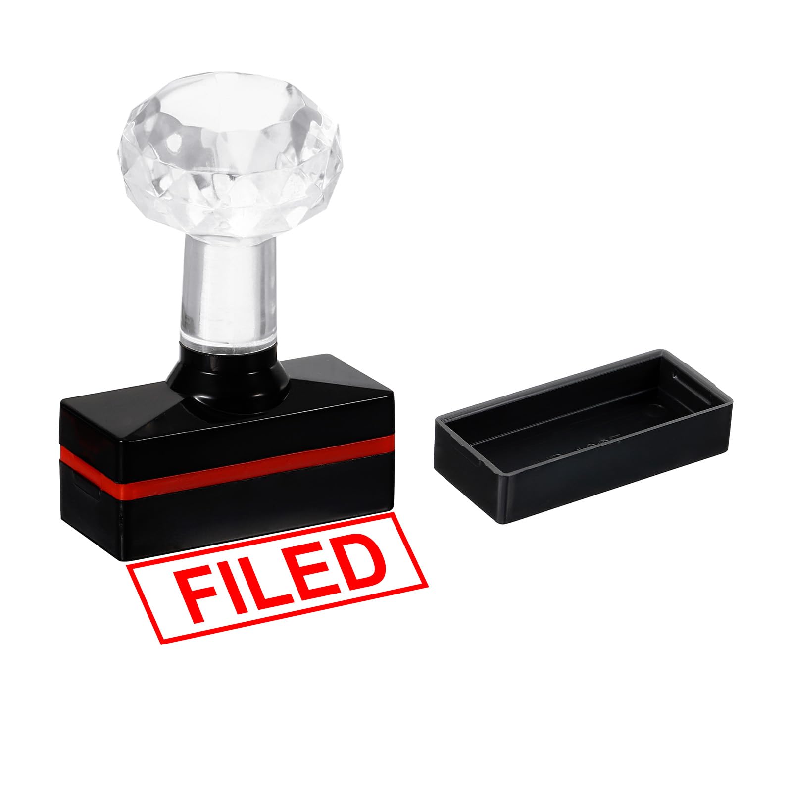 PATIKIL Filed Stamp Self Inking, Red Ink Office Stamps Pre Inked Message Stamp Refillable Business Stamp, Black