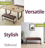 Hallowood Furniture Cullompton Dining Bench 110cm Brown Leather Effect view 6