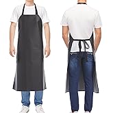 Molaxhome Waterproof Vinyl Apron Chef Apron for Men for Kitchen Cooking DishWashing Cleaning Grooming Butcher Gardening