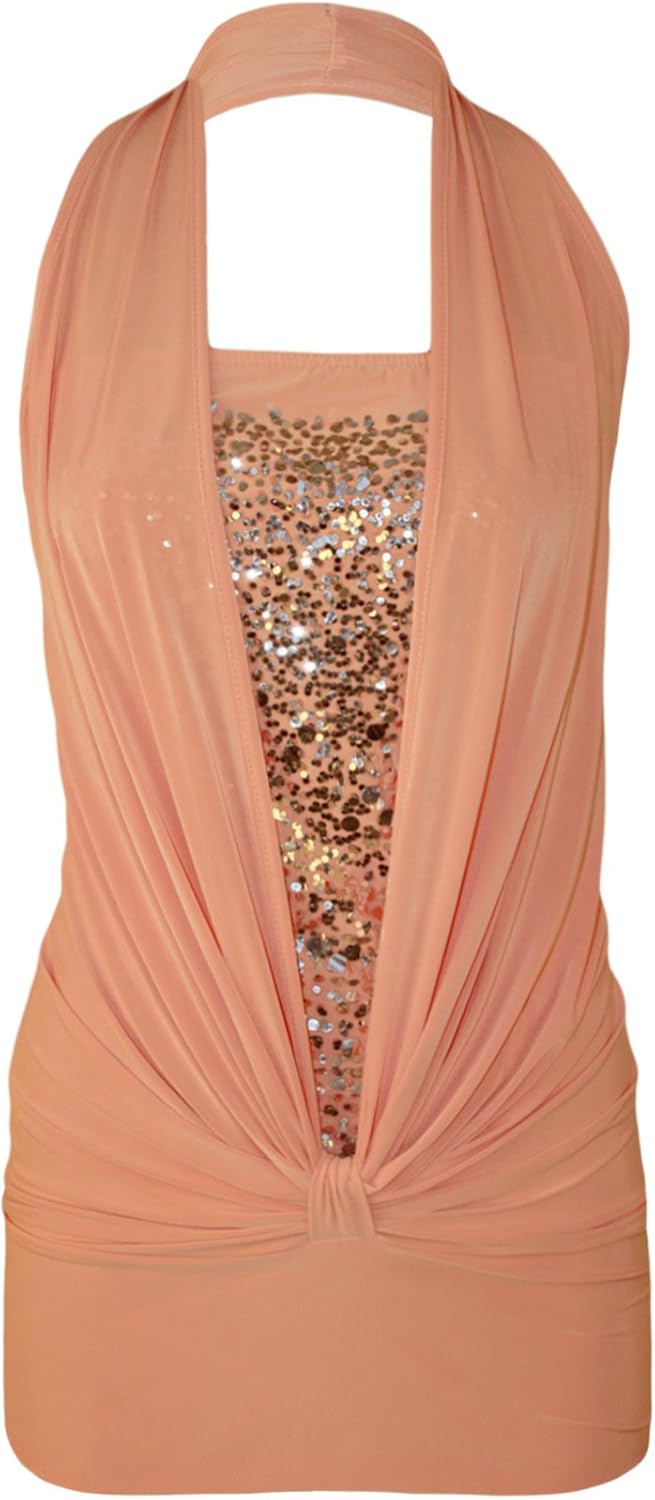 plus size sequin halter top
